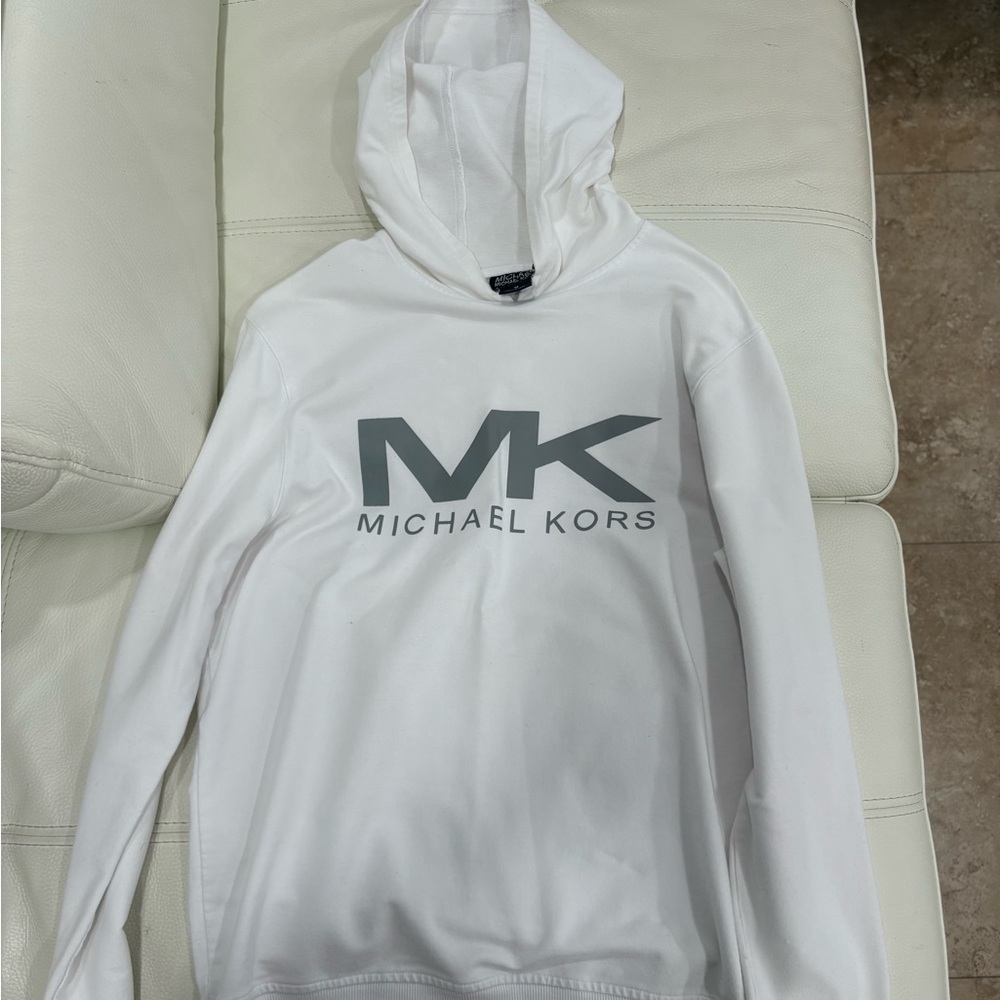 Michael Kors White and Gray Logo Hoodie